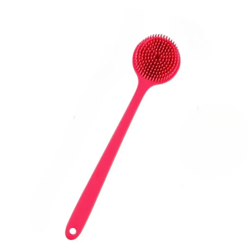 Silicone Bath Brush Long Handle Double-Sided Extended Bathing Scrubbing Massage Brush Back Scrubber for Men and Women
