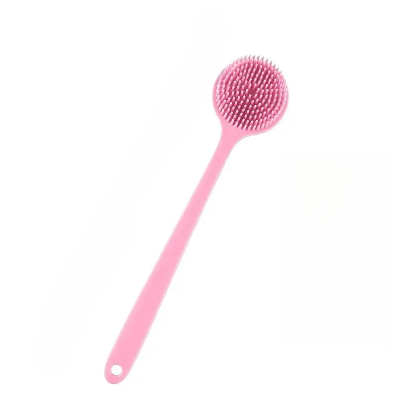 Silicone Bath Brush Long Handle Double-Sided Extended Bathing Scrubbing Massage Brush Back Scrubber for Men and Women